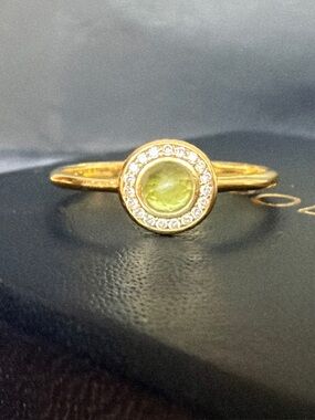 Ippolita 18k Gold Peridot w Diamonds Lolipop Mini Ring -6.5 Like NEW